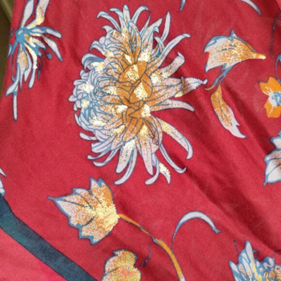 WOVEN HEART Floral Semi Sheer Open Front Long Kimono Beach Swim Coverup Boho OS - Picture 8 of 11